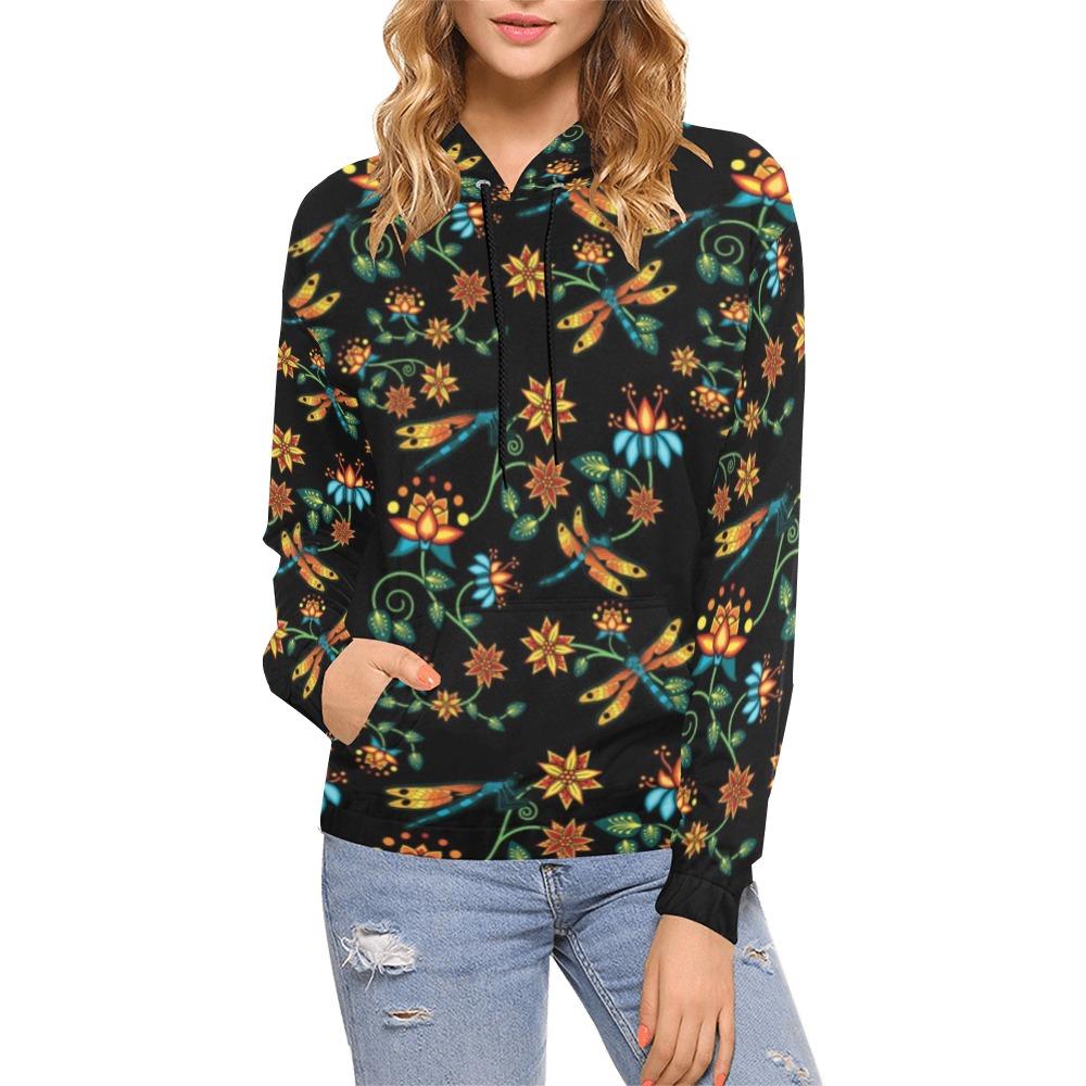 Dragon Lily Noir All Over Print Hoodie for Women (USA Size) (Model H13) All Over Print Hoodie for Women (H13) e-joyer 