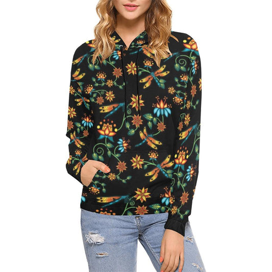 Dragon Lily Noir All Over Print Hoodie for Women (USA Size) (Model H13) All Over Print Hoodie for Women (H13) e-joyer 
