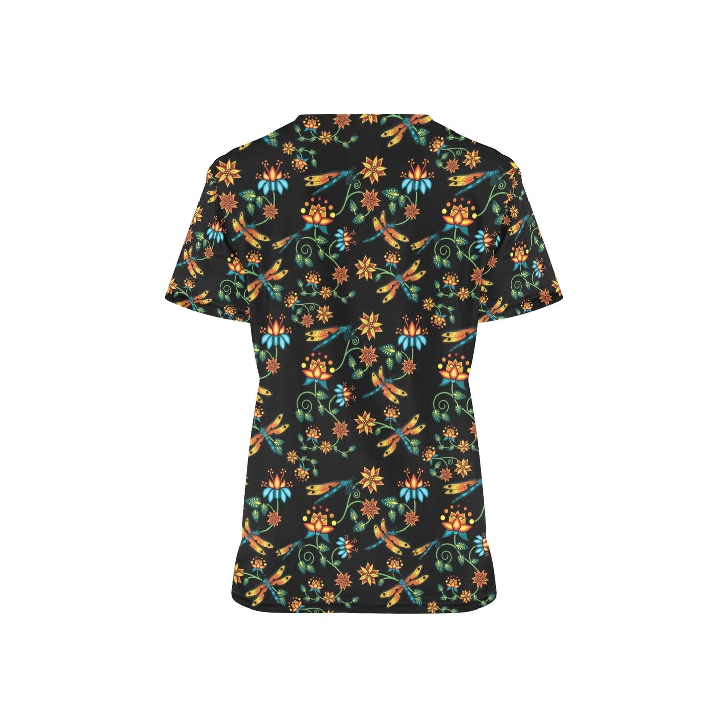 Dragon Lily Noir All Over Print Scrub Top Scrub Top e-joyer 