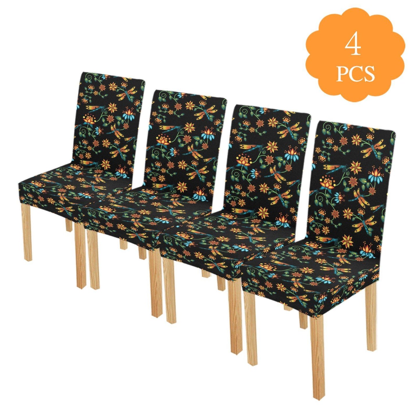 Dragon Lily Noir Chair Cover (Pack of 4) Chair Cover (Pack of 4) e-joyer 