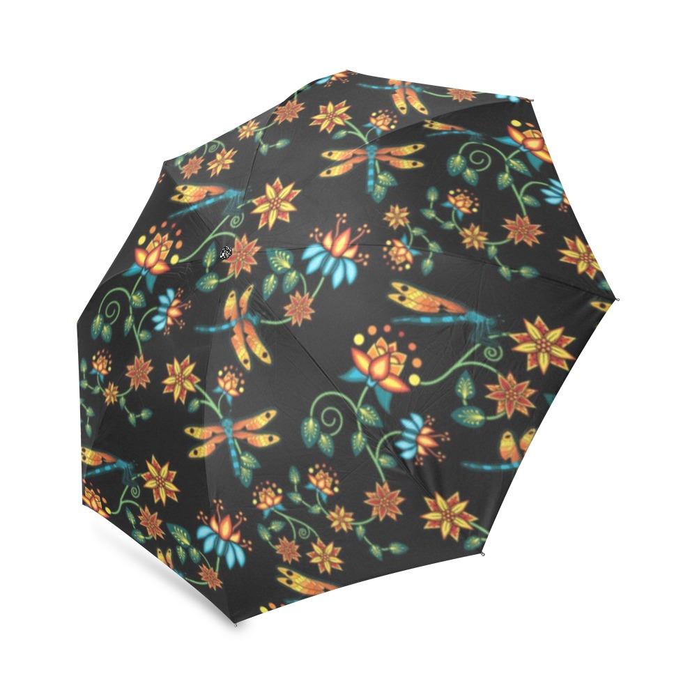 Dragon Lily Noir Foldable Umbrella (Model U01) Foldable Umbrella e-joyer 