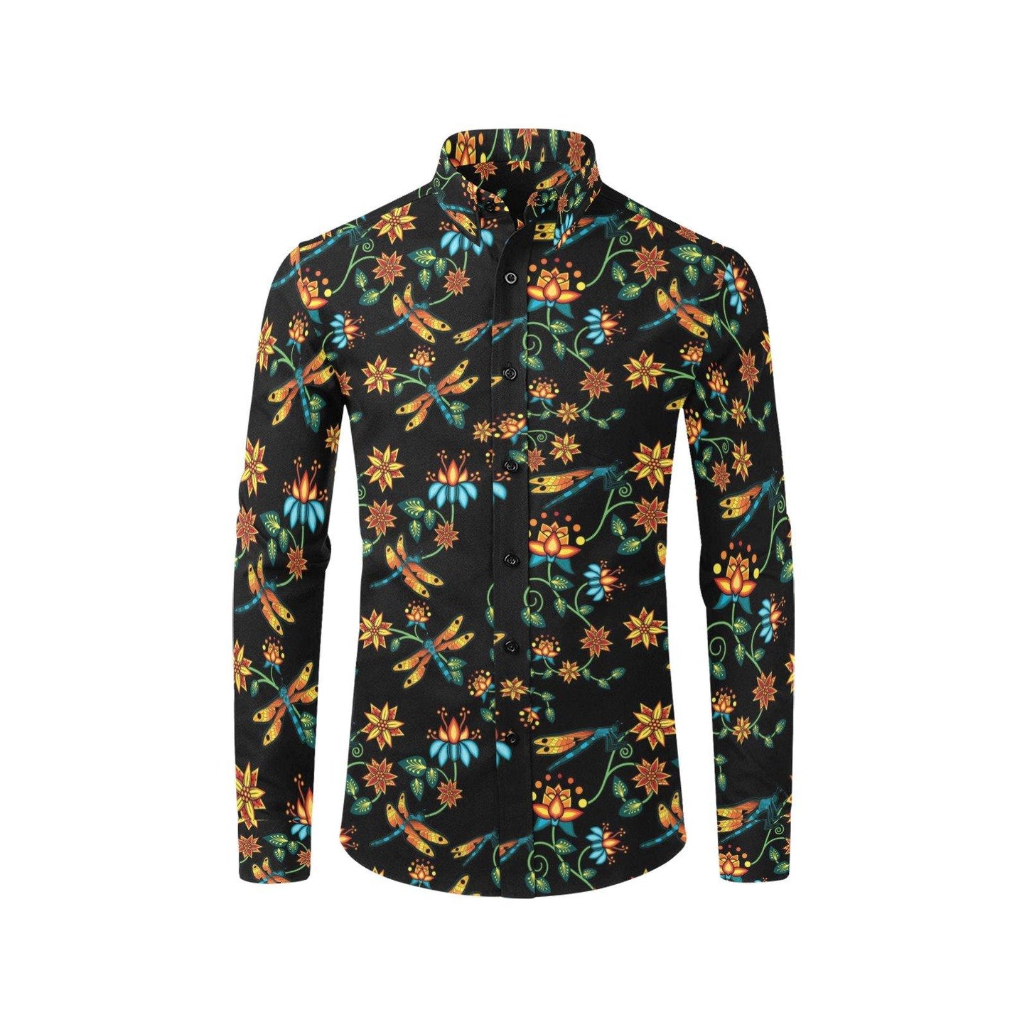 Dragon Lily Noir Men's All Over Print Casual Dress Shirt (Model T61) Men's Dress Shirt (T61) e-joyer 