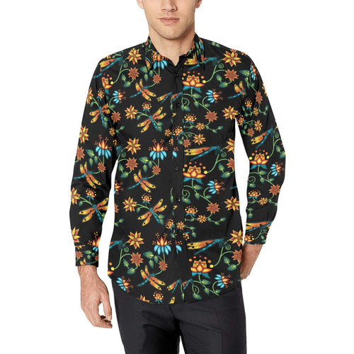 Dragon Lily Noir Men's All Over Print Casual Dress Shirt (Model T61) Men's Dress Shirt (T61) e-joyer 