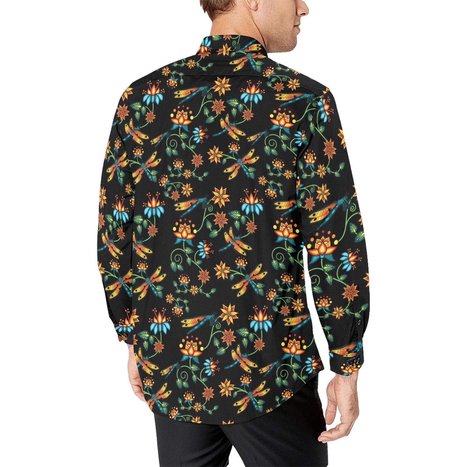 Dragon Lily Noir Men's All Over Print Casual Dress Shirt (Model T61) Men's Dress Shirt (T61) e-joyer 