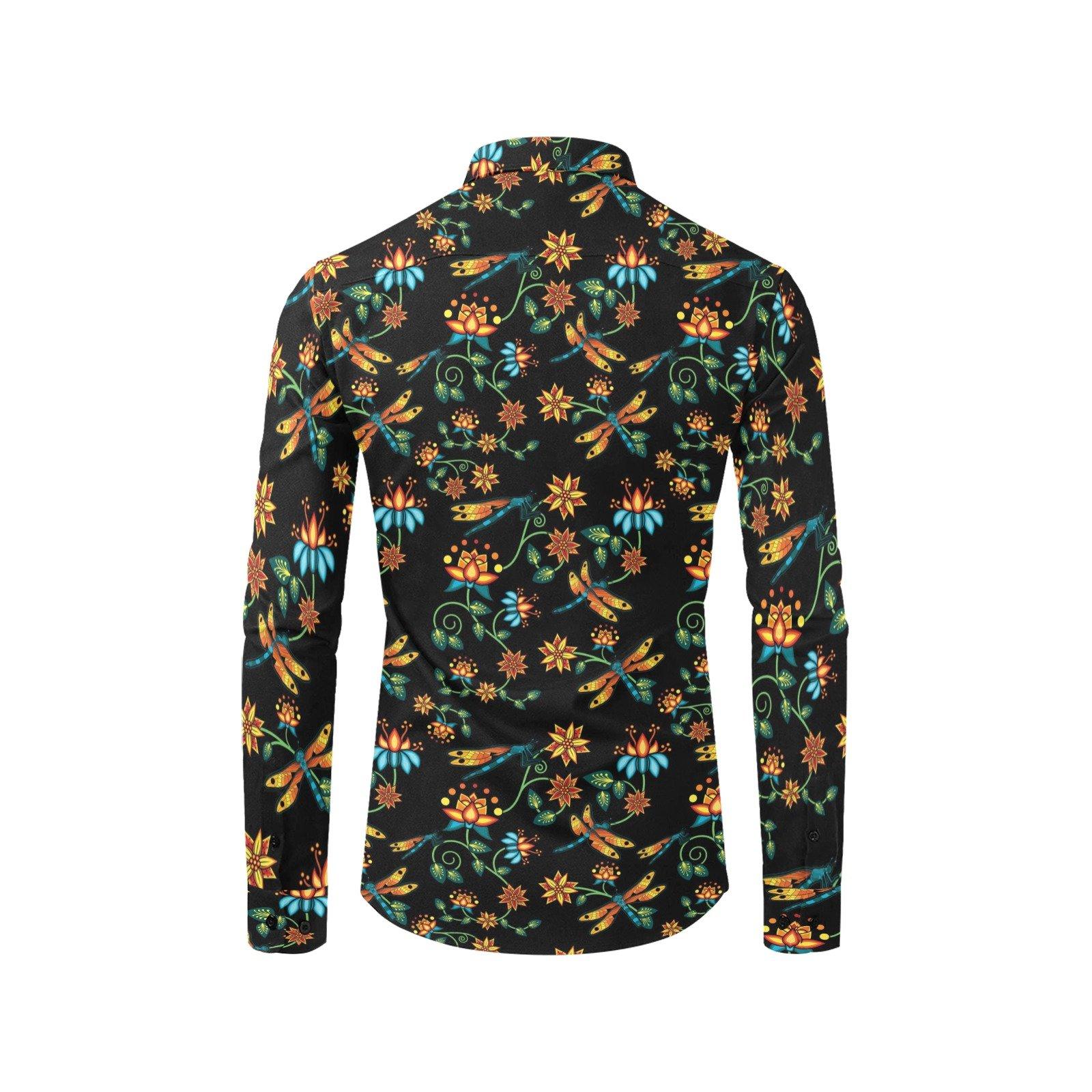 Dragon Lily Noir Men's All Over Print Casual Dress Shirt (Model T61) Men's Dress Shirt (T61) e-joyer 