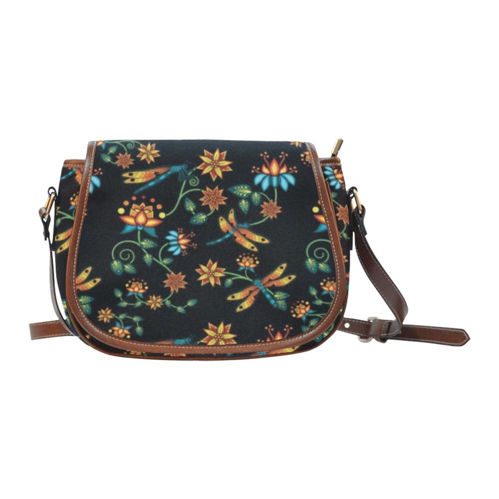 Dragon Lily Noir Saddle Bag/Small (Model 1649) Full Customization Saddle Bag/Small (Full Customization) e-joyer 