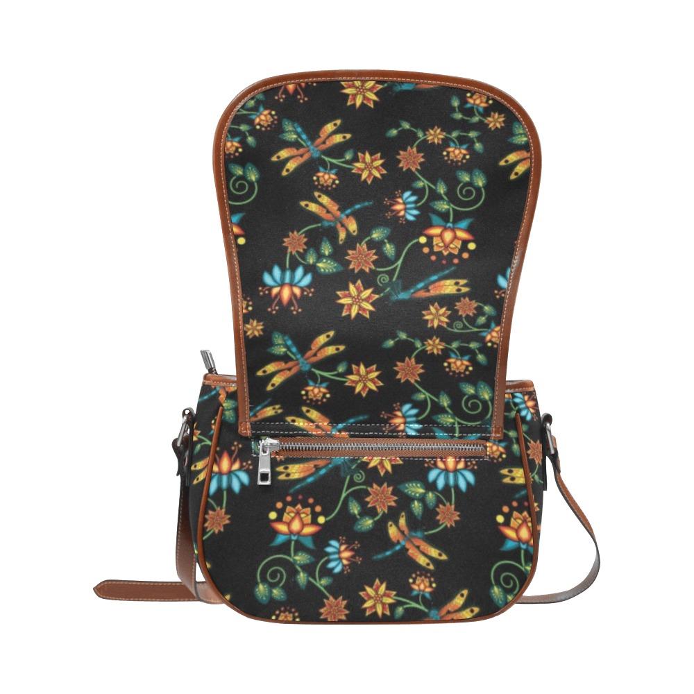 Dragon Lily Noir Saddle Bag/Small (Model 1649) Full Customization Saddle Bag/Small (Full Customization) e-joyer 