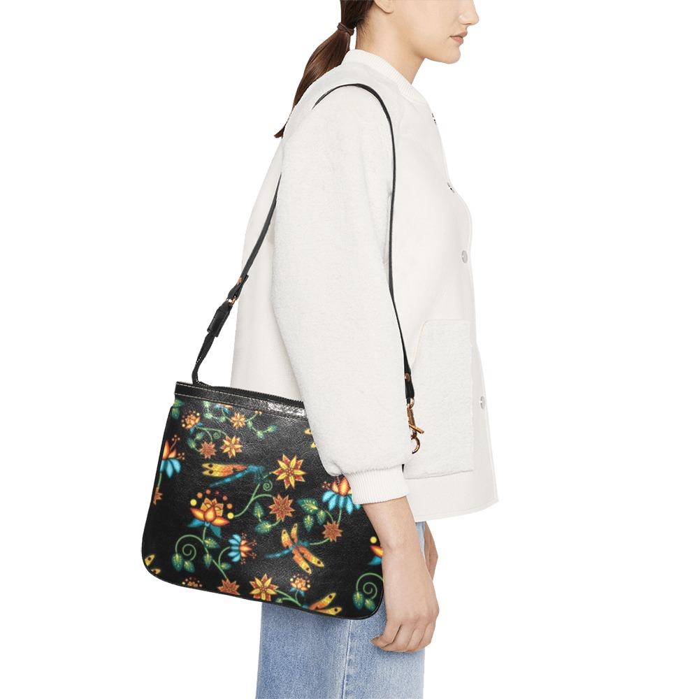 Dragon Lily Noir Small Shoulder Bag (Model 1710) Small Shoulder Bag (1710) e-joyer 