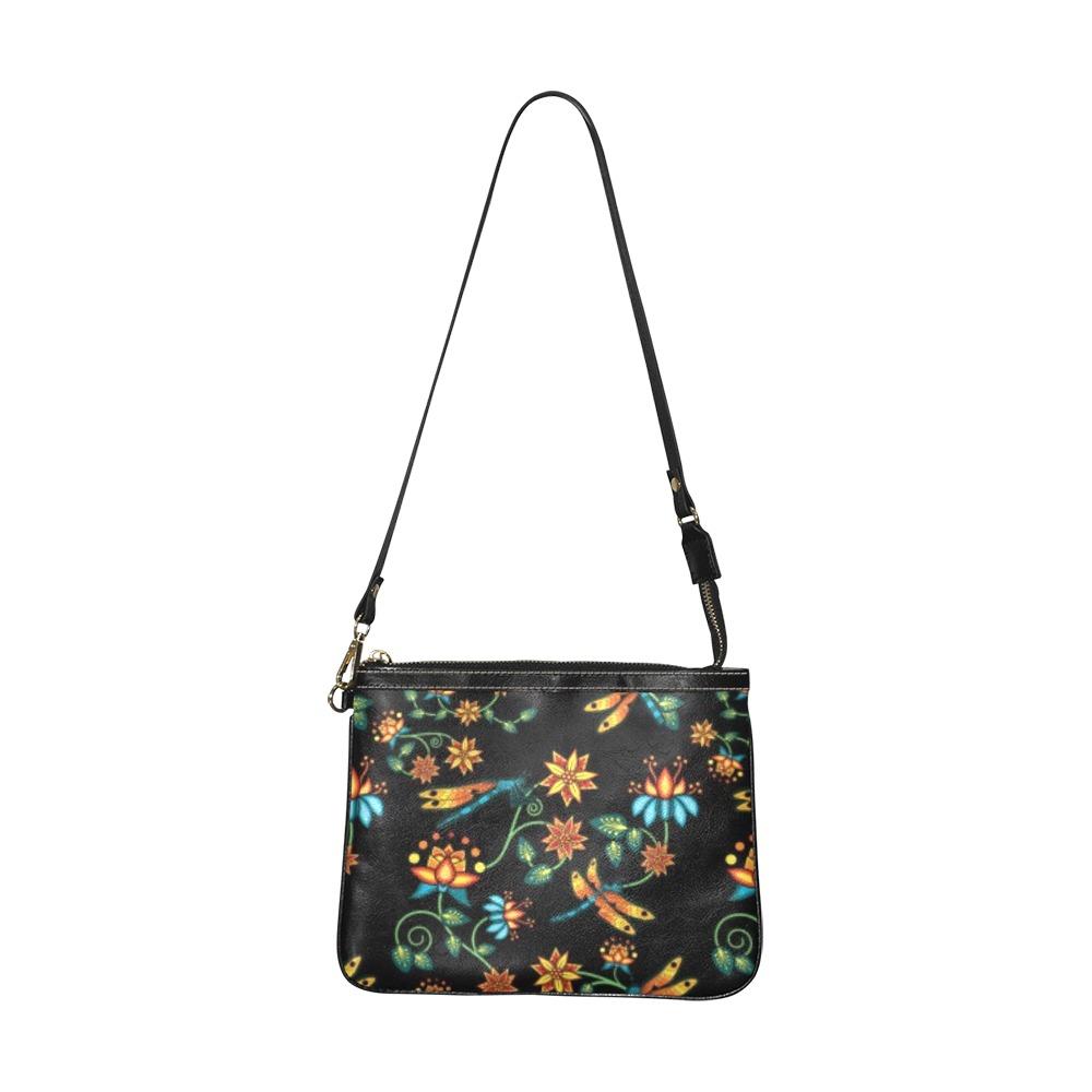 Dragon Lily Noir Small Shoulder Bag (Model 1710) Small Shoulder Bag (1710) e-joyer 