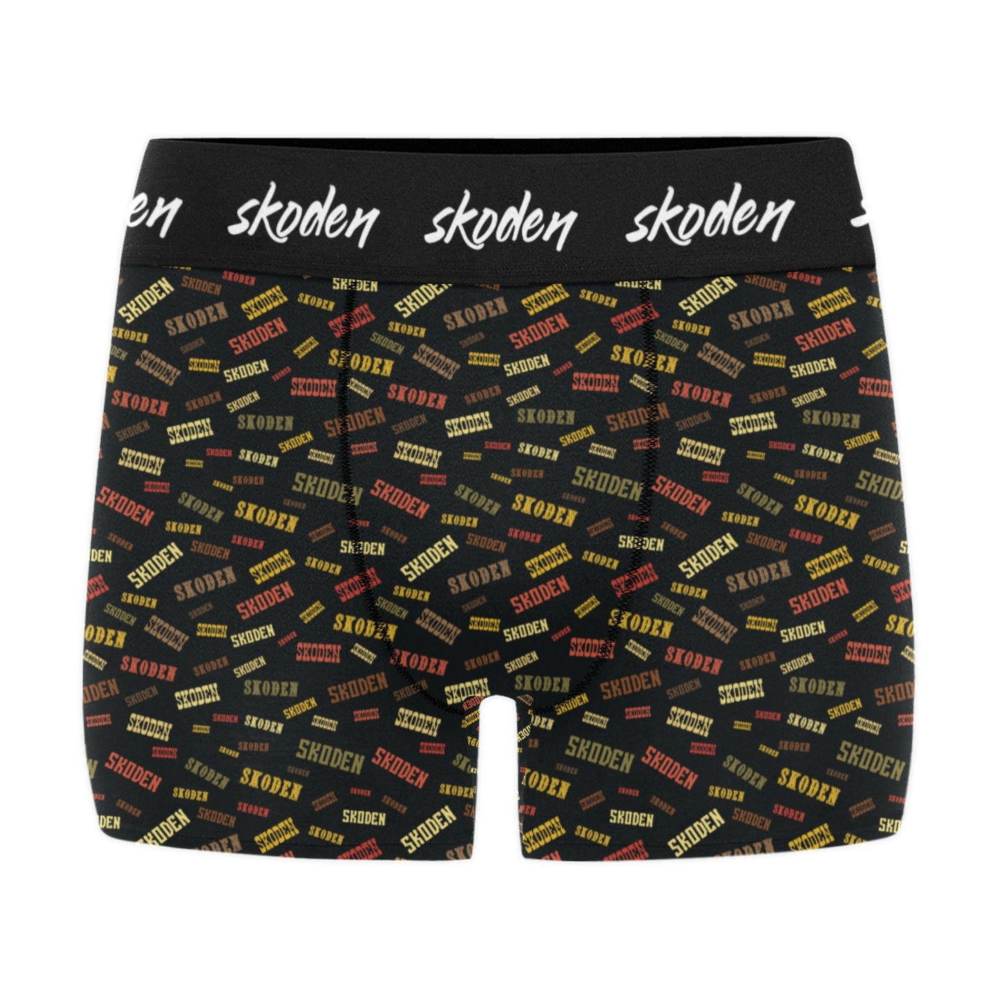 Skoden Western Black Men's Boxer Briefs w/ Custom Waistband (Merged Design) (Model L10)