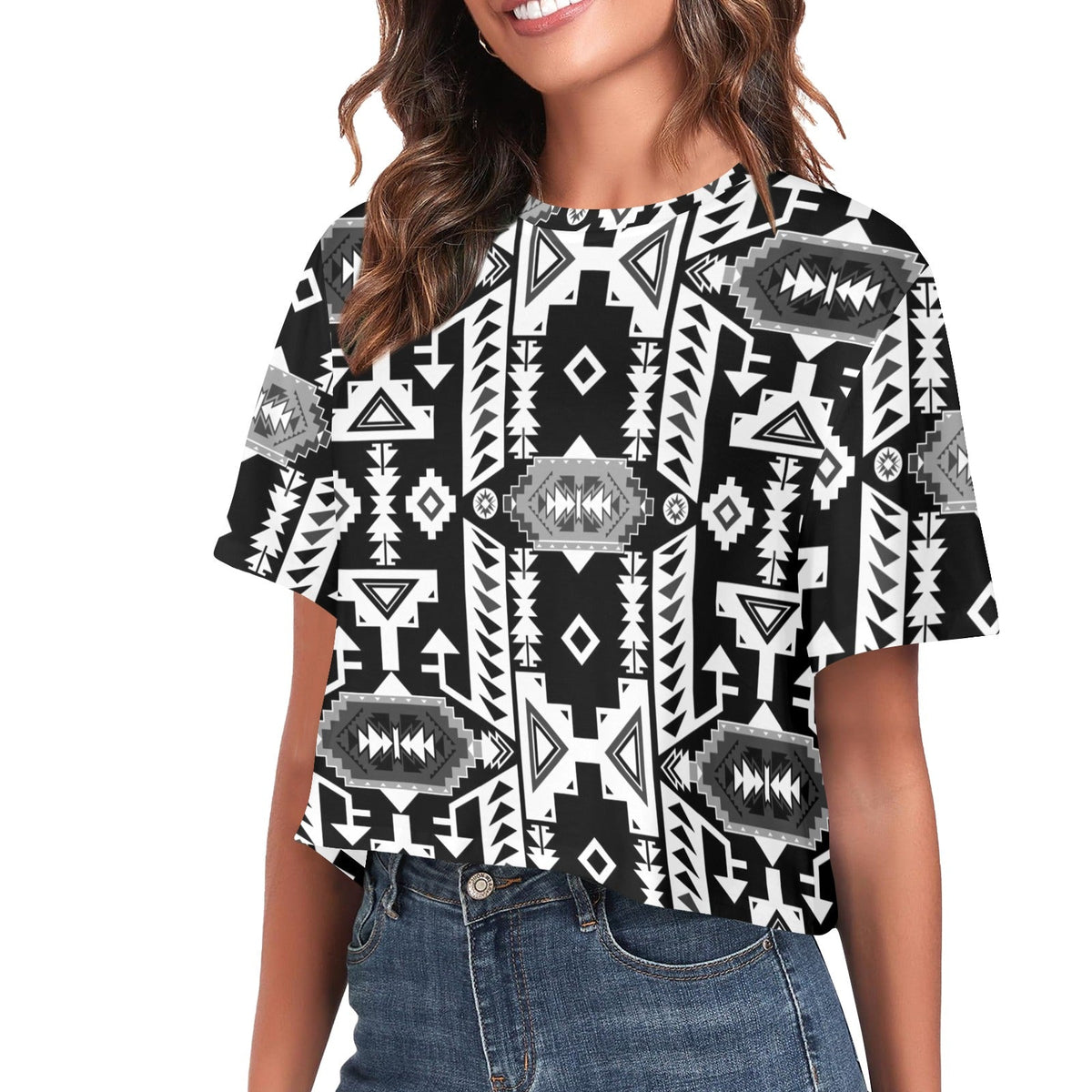 Chiefs Mountain Black and White Crop Top