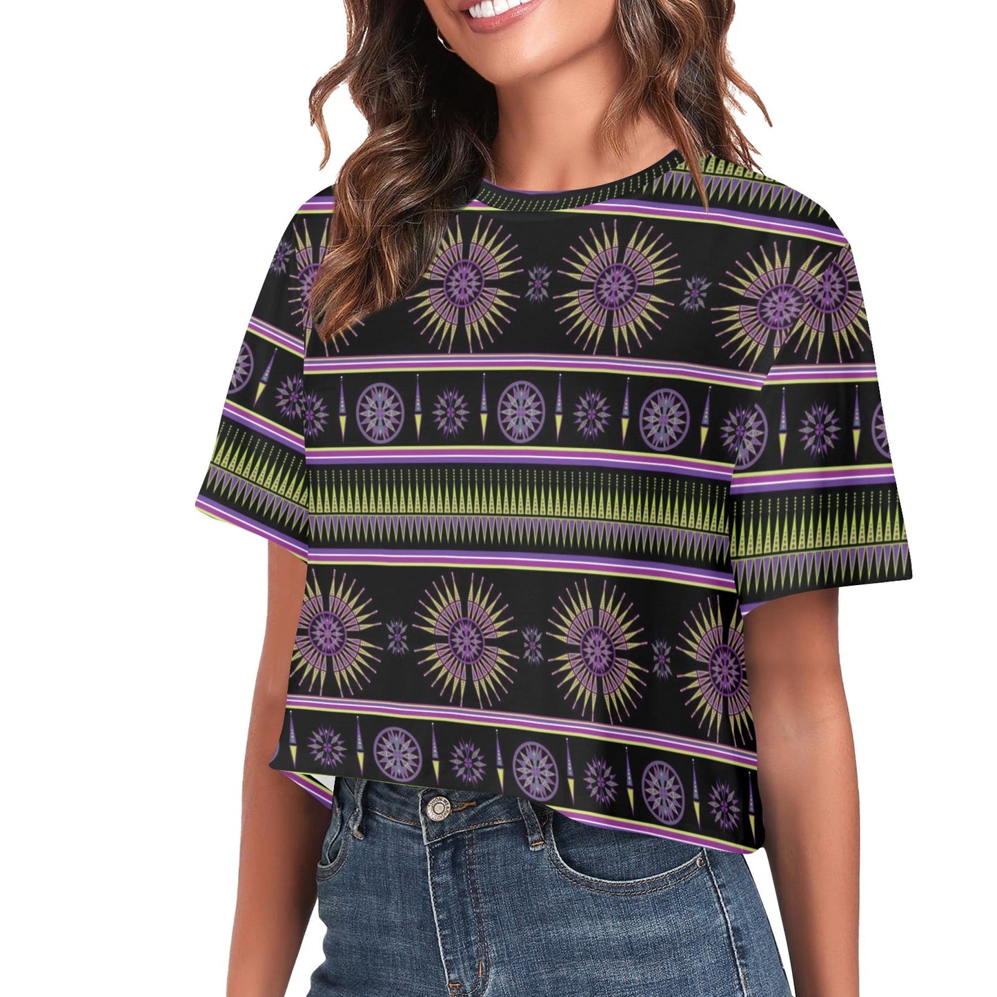 Evening Feather Wheel Crop Top