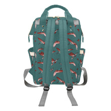 Load image into Gallery viewer, Red Swift Turquoise Multi-Function Diaper Backpack/Diaper Bag
