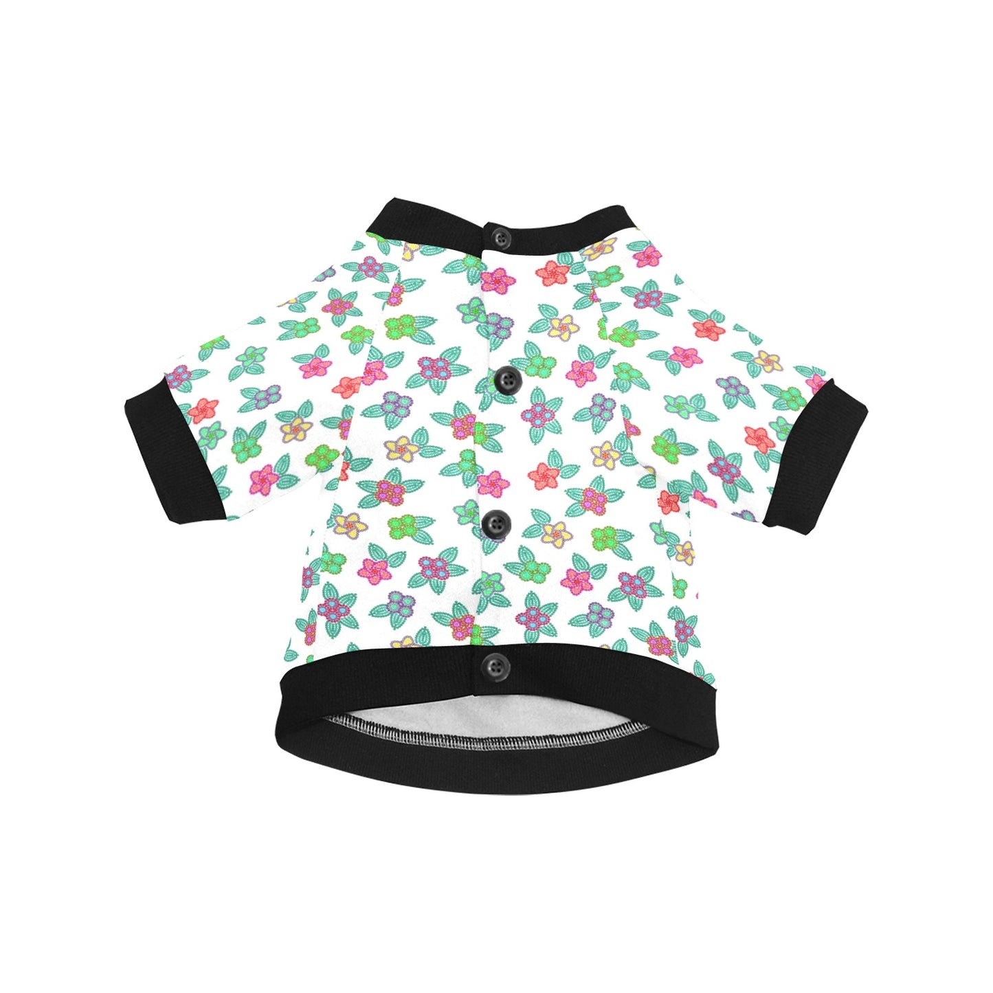 Berry Flowers White Pet Dog Round Neck Shirt
