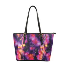 Load image into Gallery viewer, Animal Ancestors 9 Cosmic Swirl Purple and Red Leather Tote Bag
