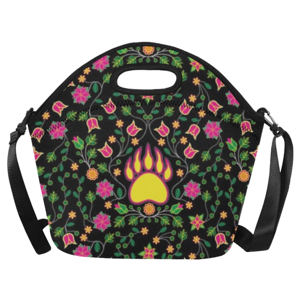 Floral Bearpaw Pink and Yellow Neoprene Lunch Bag/Large