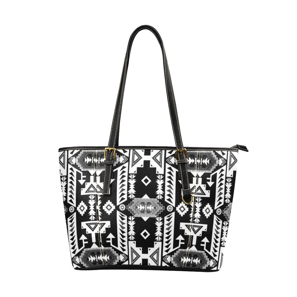 Chiefs Mountain Black and White Leather Tote Bag