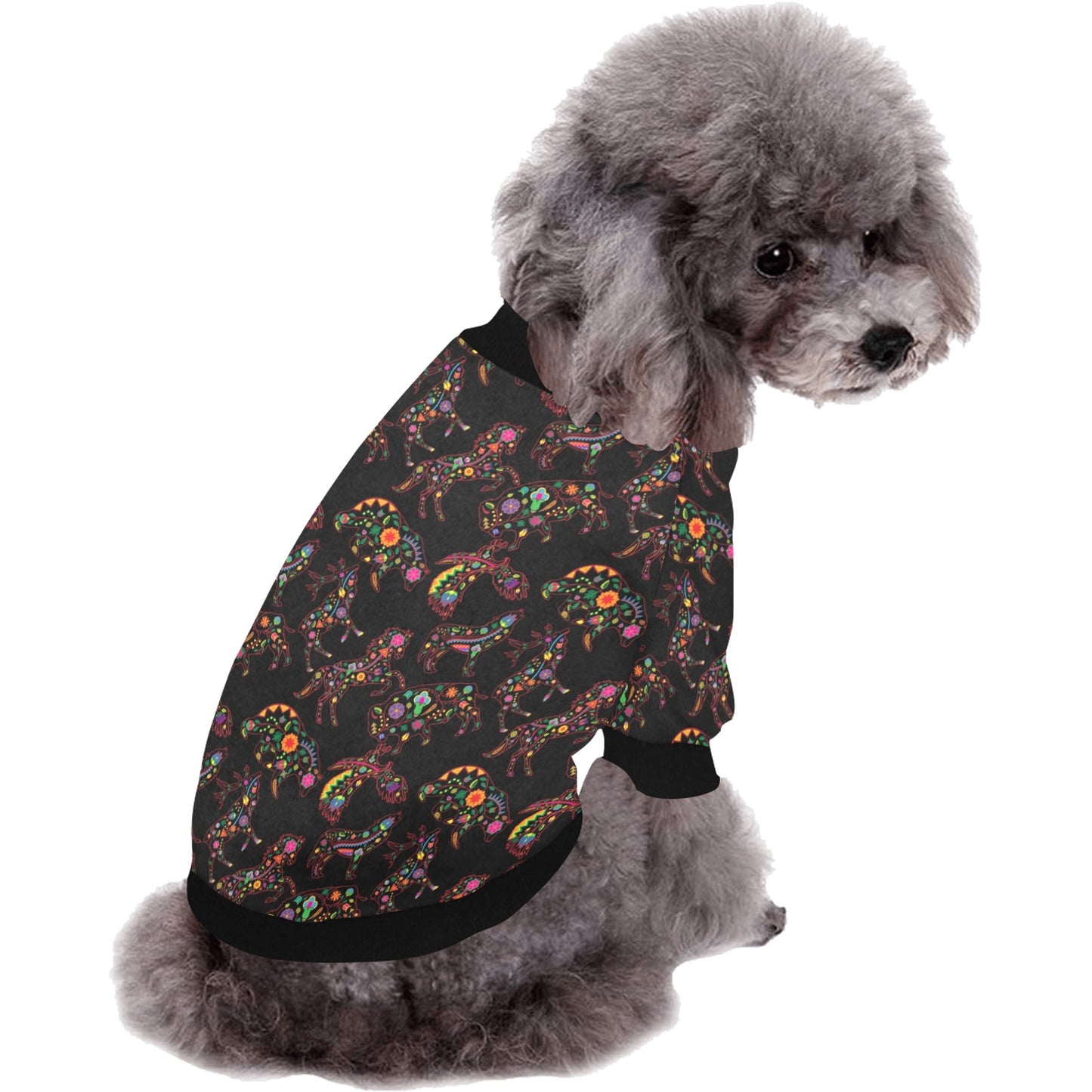 Neon Floral Animals Pet Dog Round Neck Shirt