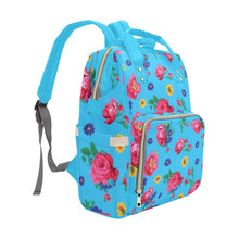 Load image into Gallery viewer, Kokum Ceremony Turquoise Multi-Function Diaper Backpack/Diaper Bag
