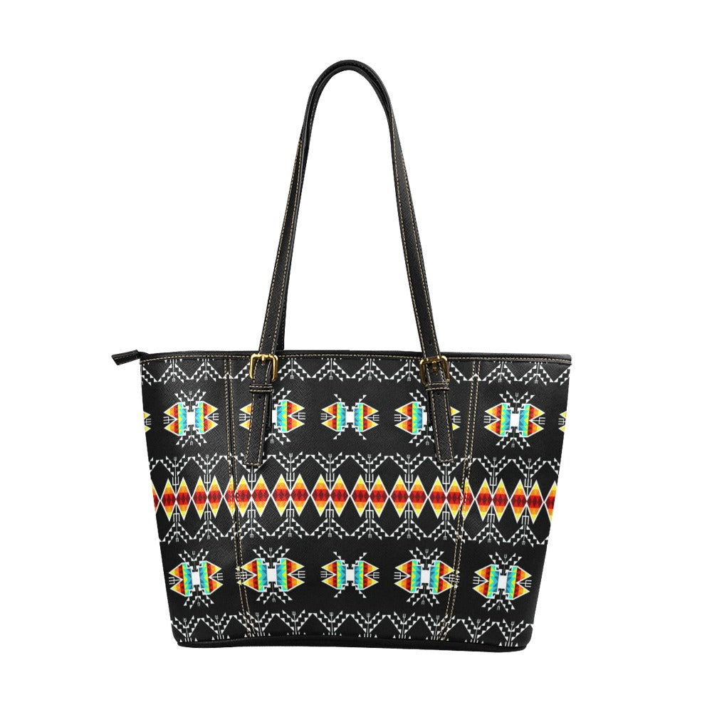 Sacred Trust Black Colour Leather Tote Bag