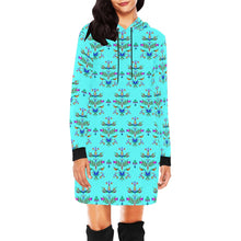 Load image into Gallery viewer, Dakota Damask Turquoise Hoodie Dress
