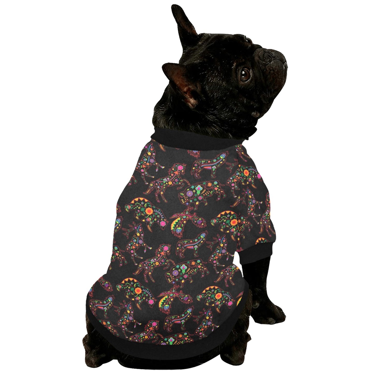 Neon Floral Animals Pet Dog Round Neck Shirt