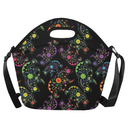 Neon Floral Bears Neoprene Lunch Bag/Large