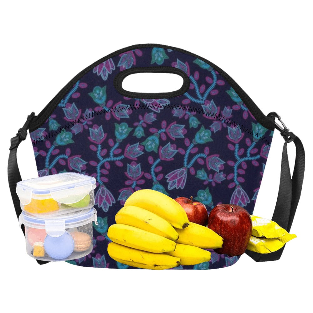 Beaded Blue Nouveau Neoprene Lunch Bag