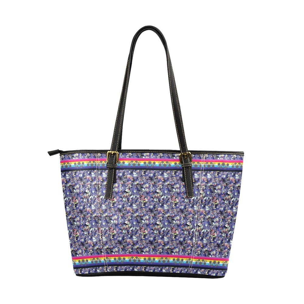 Culture in Nature Blue Leather Tote Bag