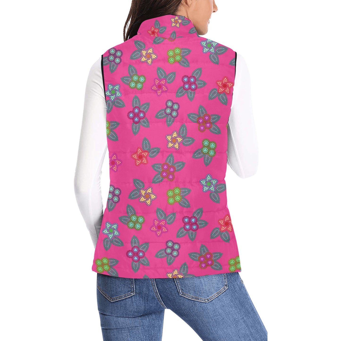 Berry Flowers Women's Padded Vest Jacket