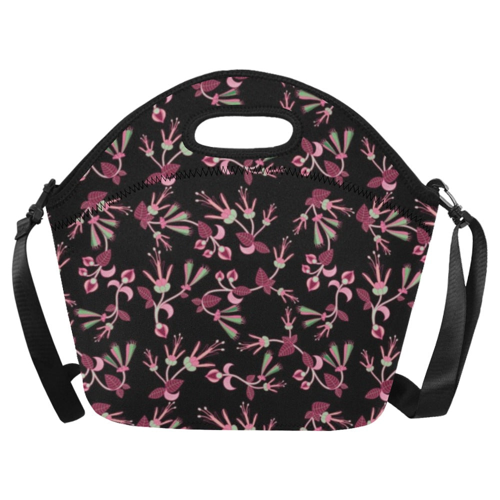 Floral Green Black Neoprene Lunch Bag/Large