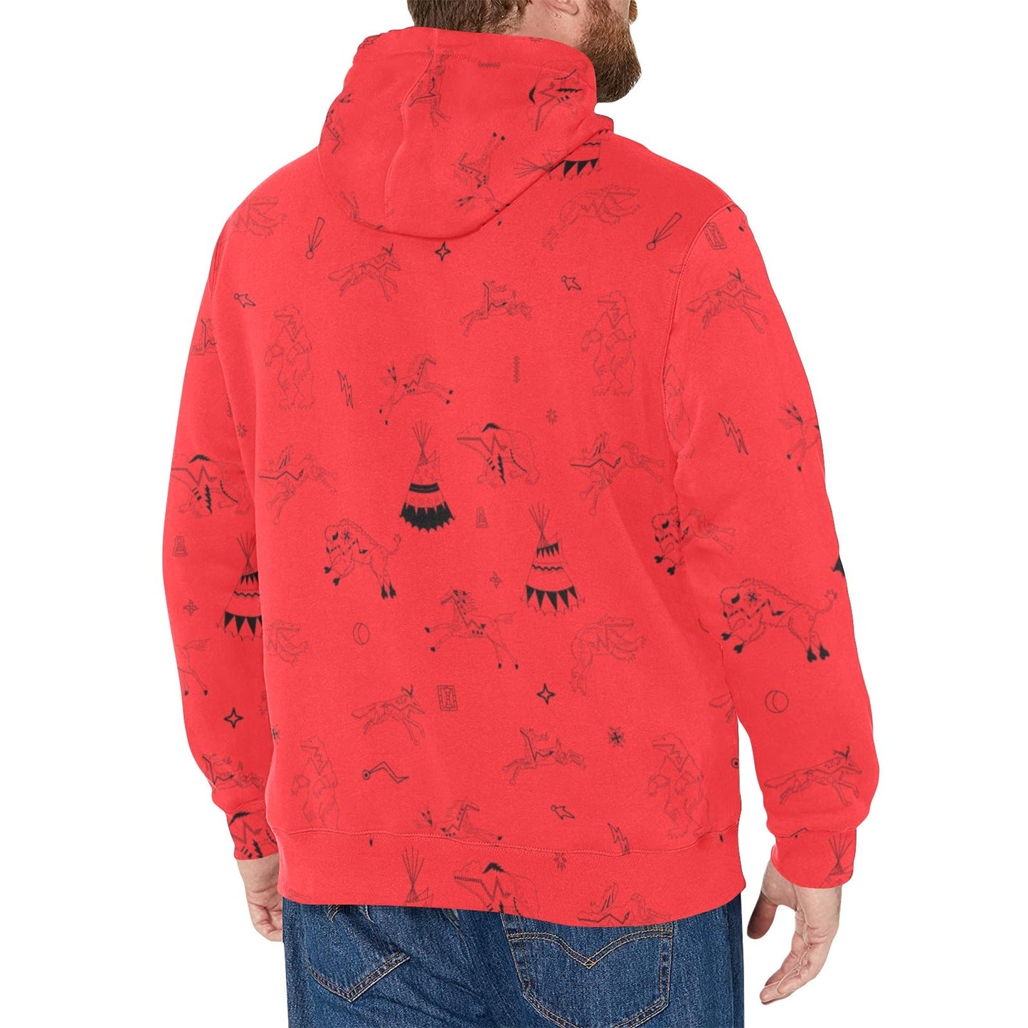 Ledger Dables Red Men's Long Sleeve Fleece Hoodie