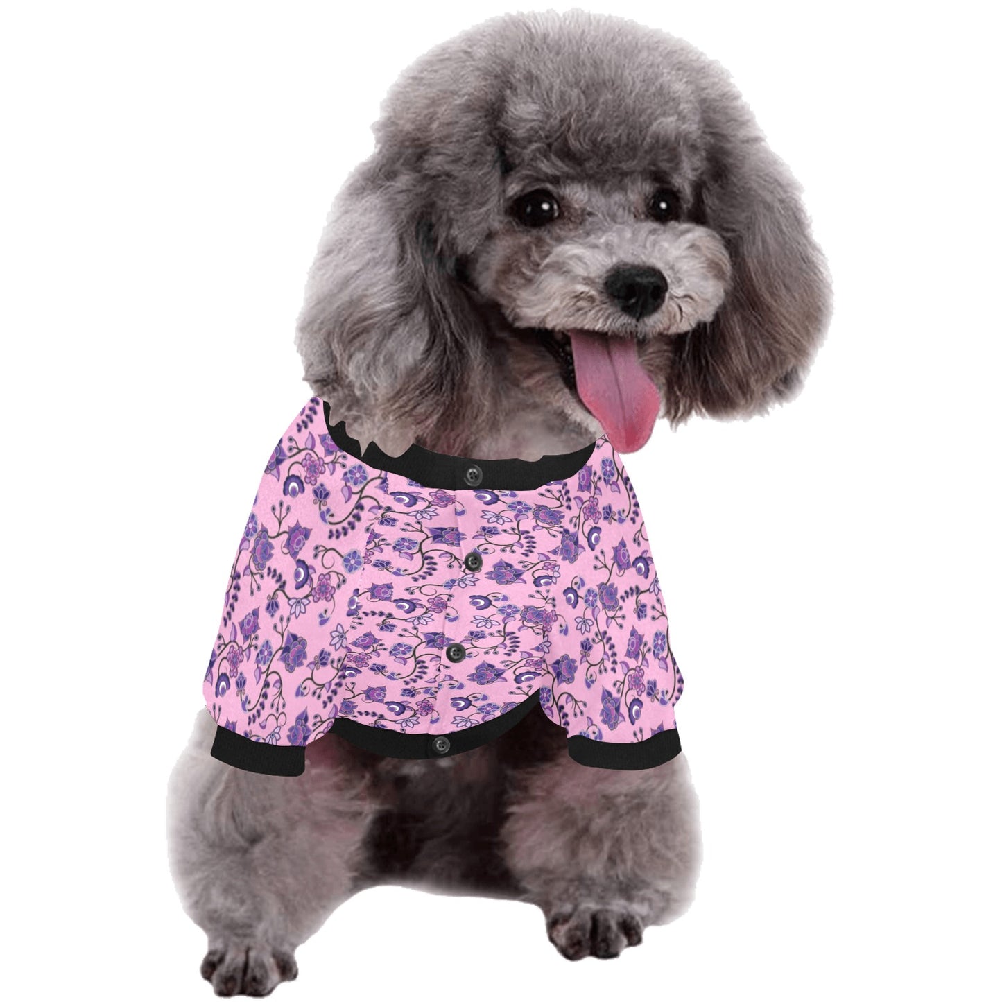 Purple Floral Amour Pet Dog Round Neck Shirt