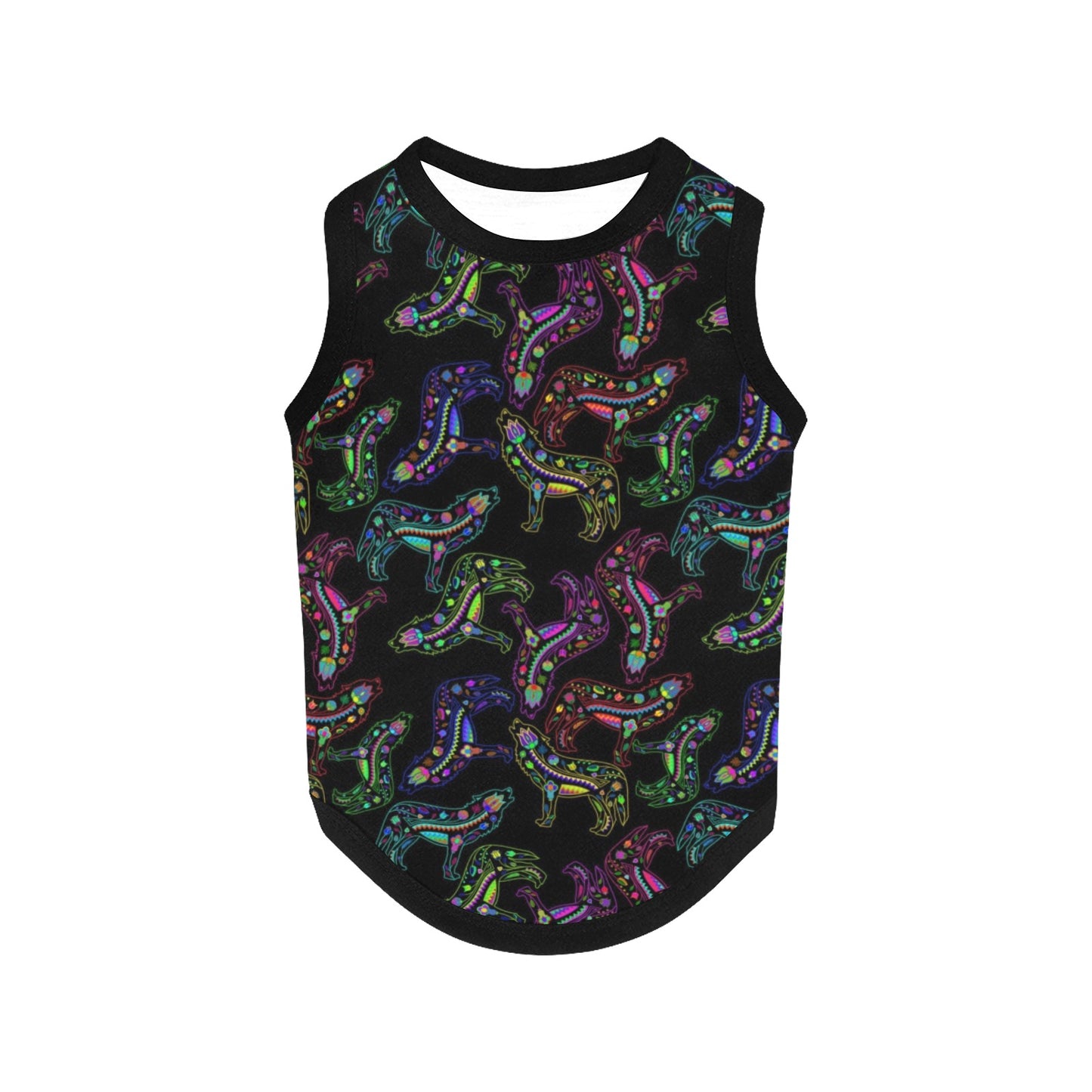 Neon Floral Wolves Pet Tank Top