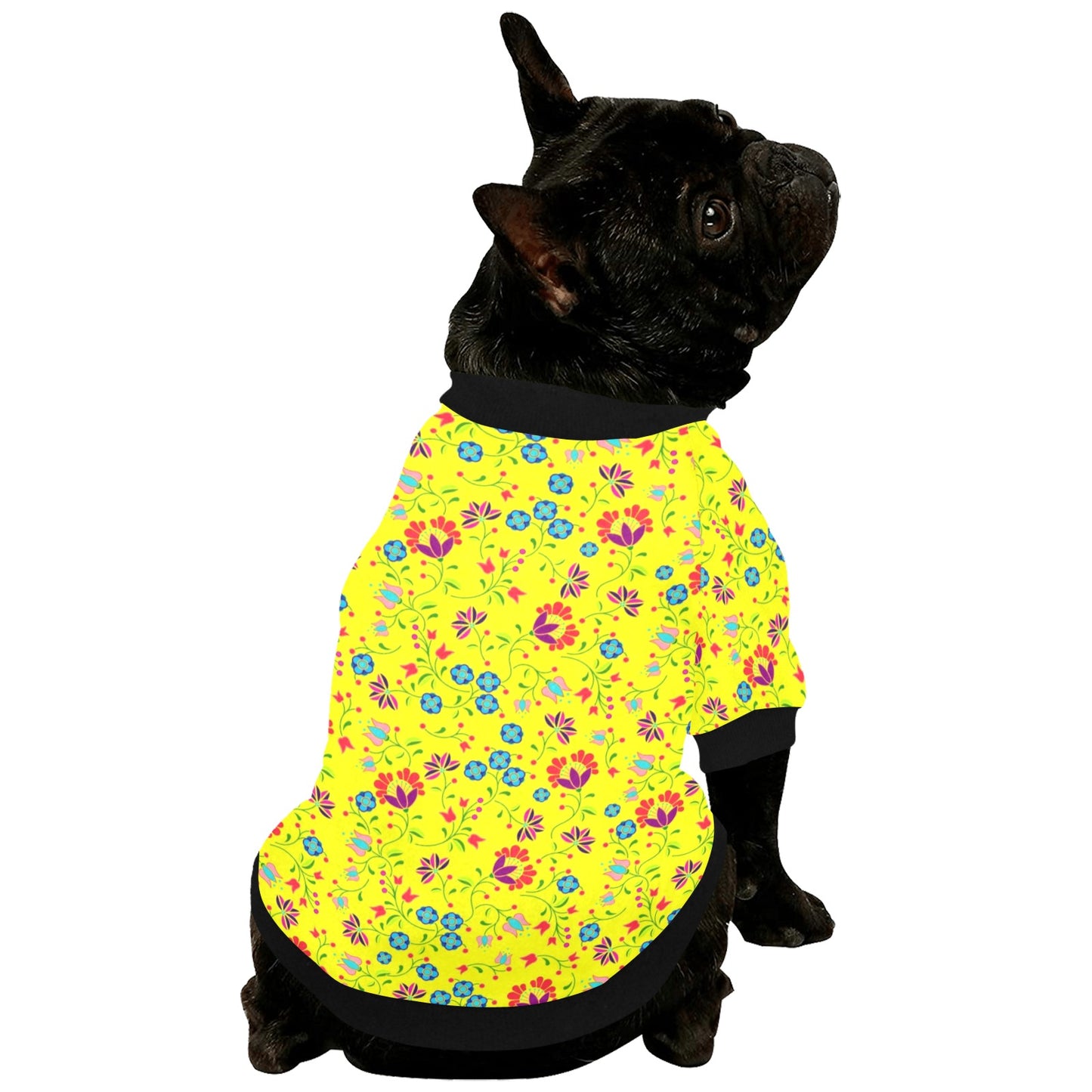Fleur Indigine Mais Pet Dog Round Neck Shirt