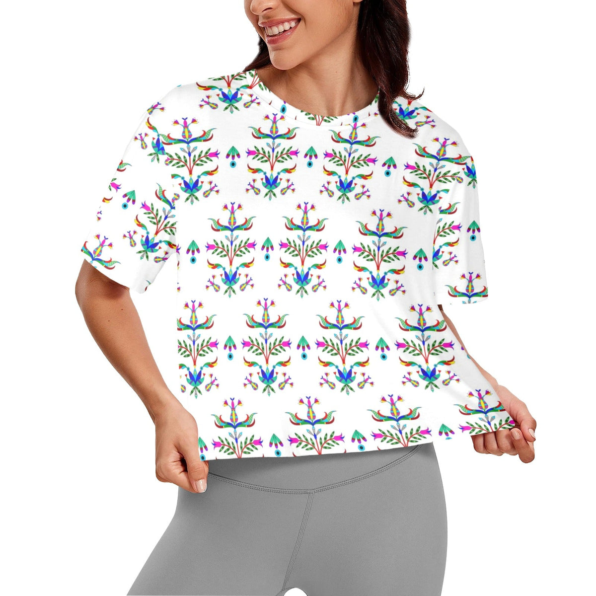 Dakota Damask White Crop Top