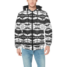 Load image into Gallery viewer, Okotoks Black and White Men&#39;s Padded Hooded Jacket
