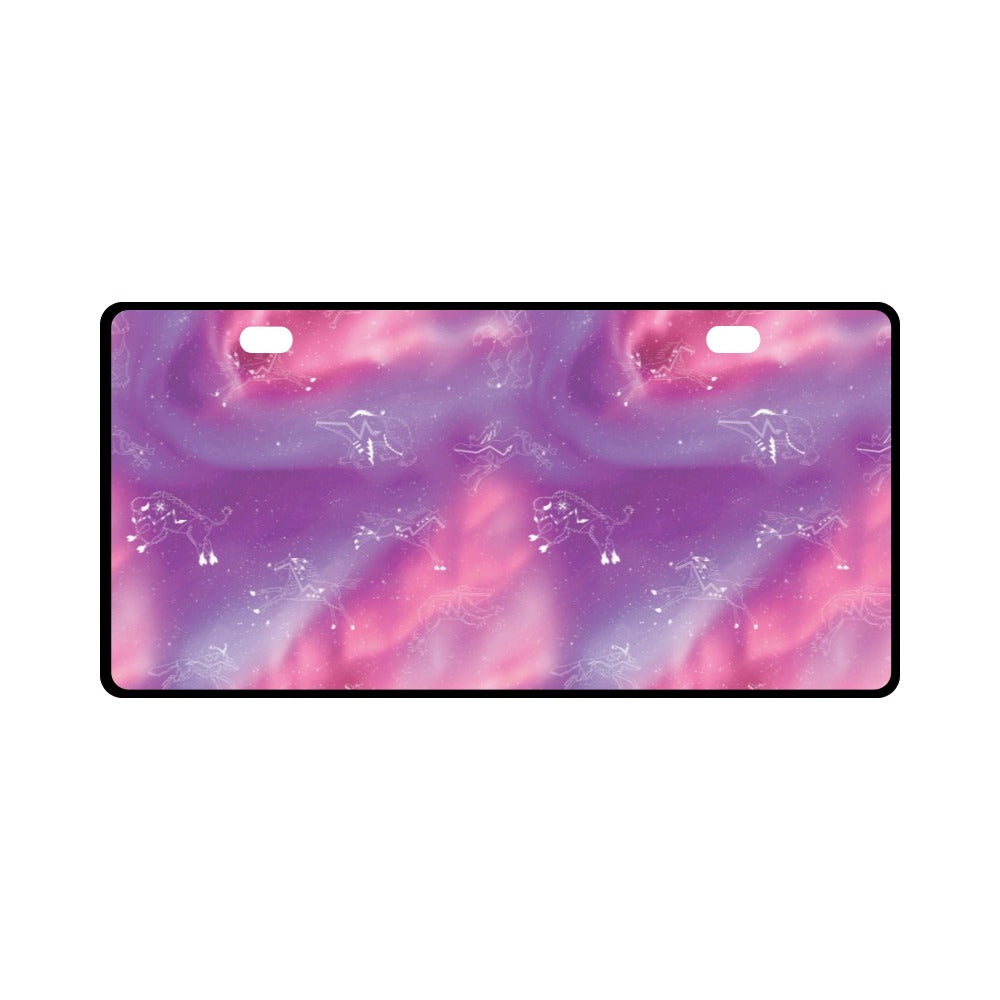 Animal Ancestors 7 Aurora Gases Pink and Purple License Plate