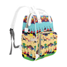 Load image into Gallery viewer, Horses and Buffalo Ledger White Multi-Function Diaper Backpack/Diaper Bag
