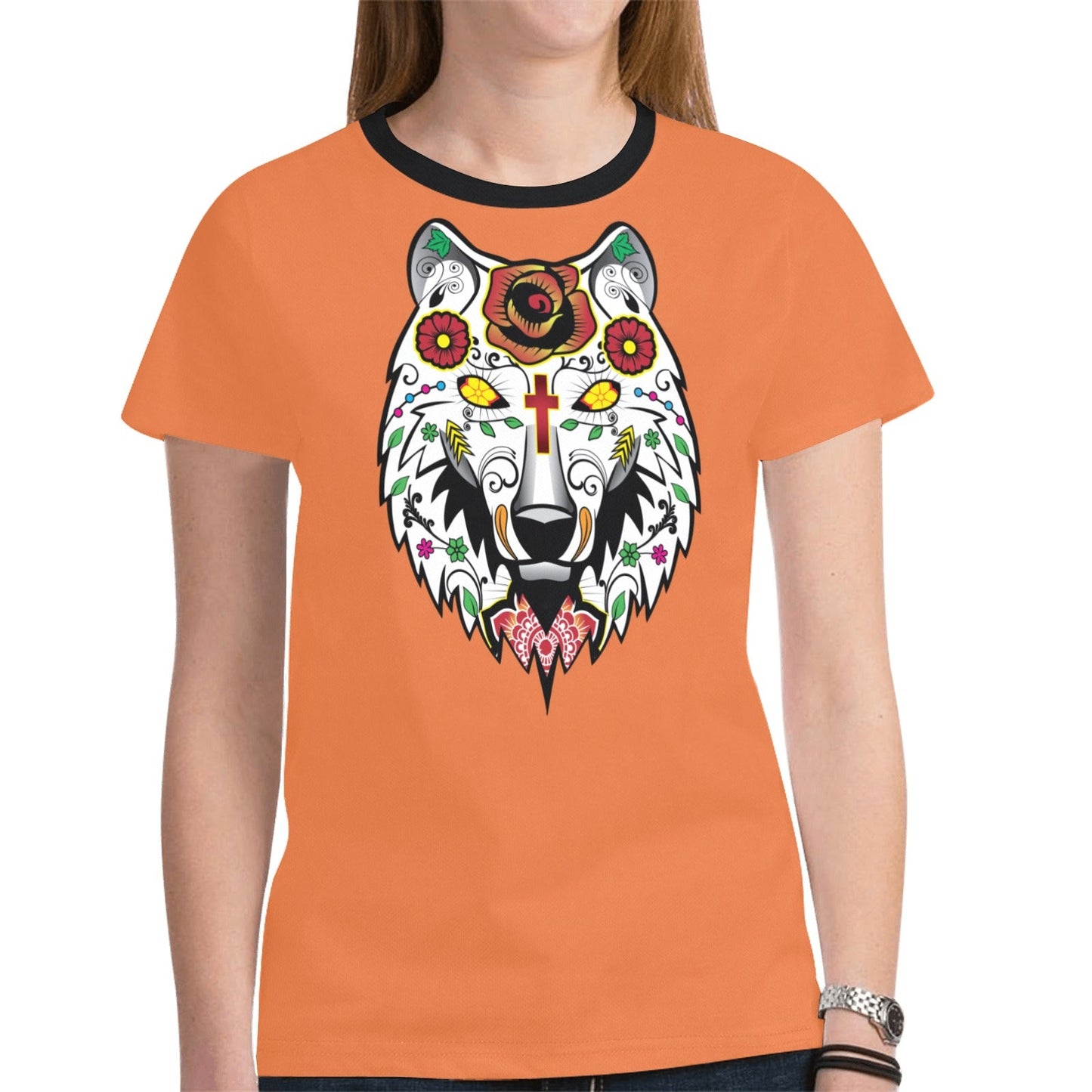 Wolf Spirit Guide Orange New T-shirt for Women