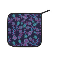 Load image into Gallery viewer, Beaded Blue Nouveau Oven Mitt &amp; Pot Holder
