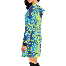 Load image into Gallery viewer, Kaleidoscope Jaune Bleu Hoodie Dress
