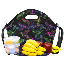 Load image into Gallery viewer, Neon Floral Hummingbirds Neoprene Lunch Bag/Large
