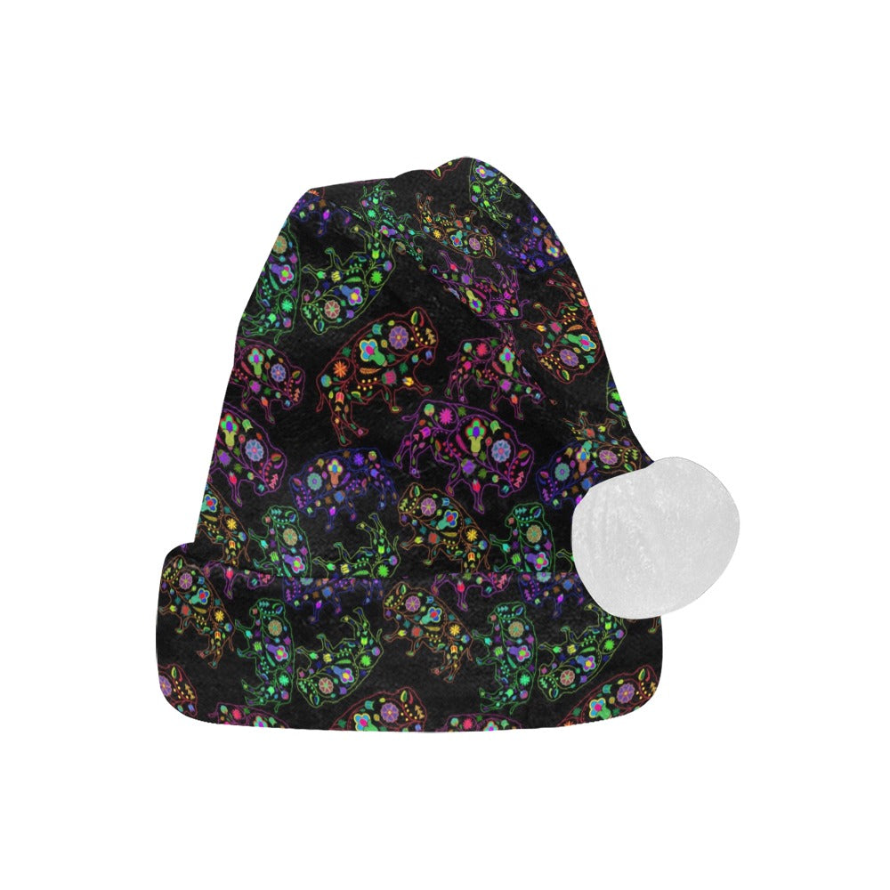 Neon Floral Buffalos Santa Hat