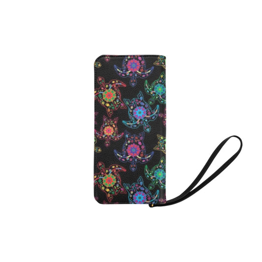 Neon Floral Turtle Women's Clutch Purse