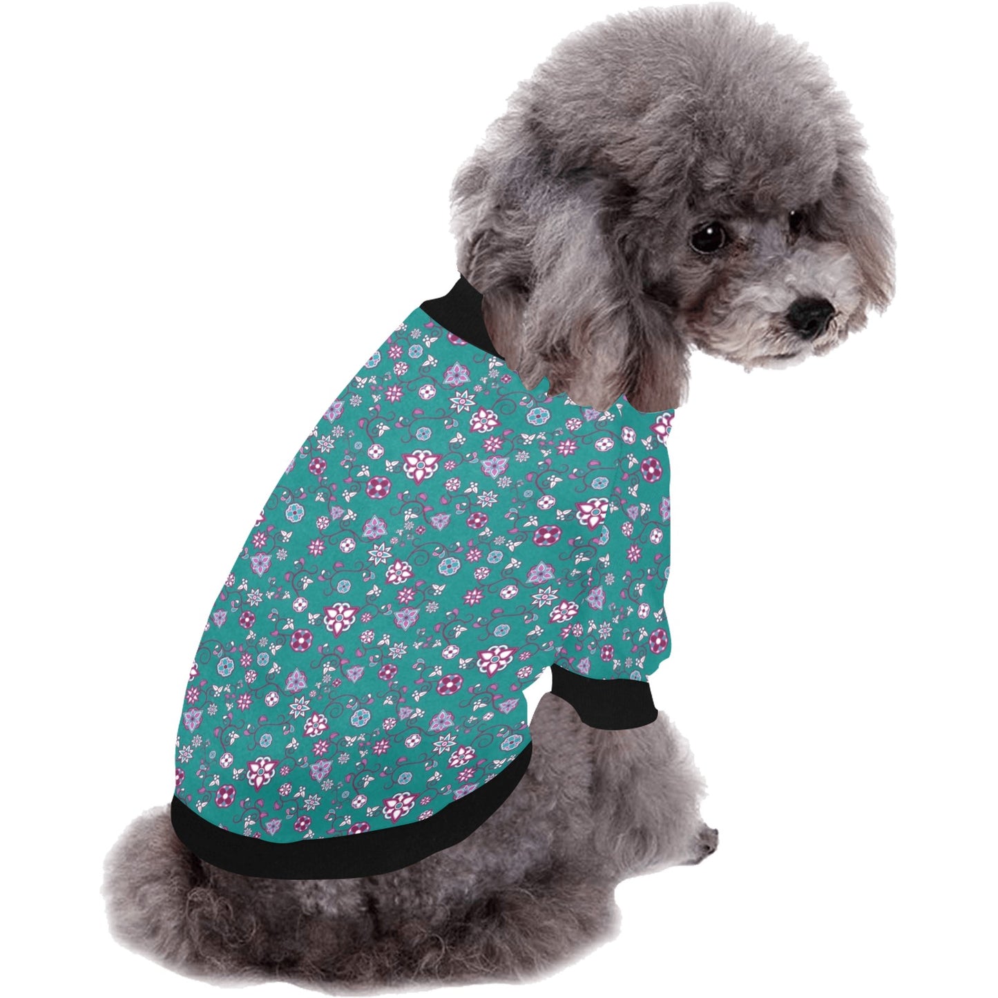 Burgundy Bloom Pet Dog Round Neck Shirt