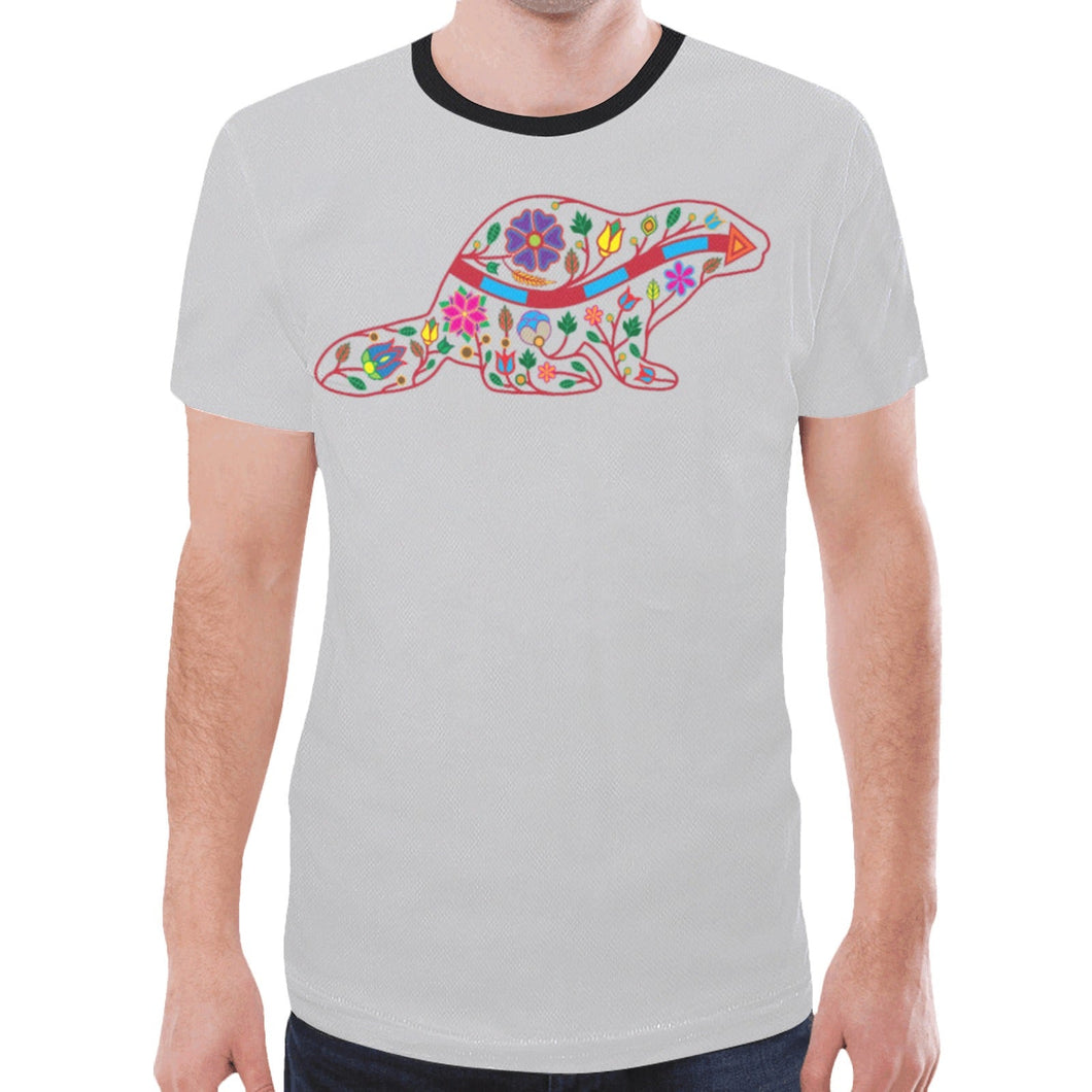 Floral Beaver Spirit Guide (Gray) New T-shirt for Men