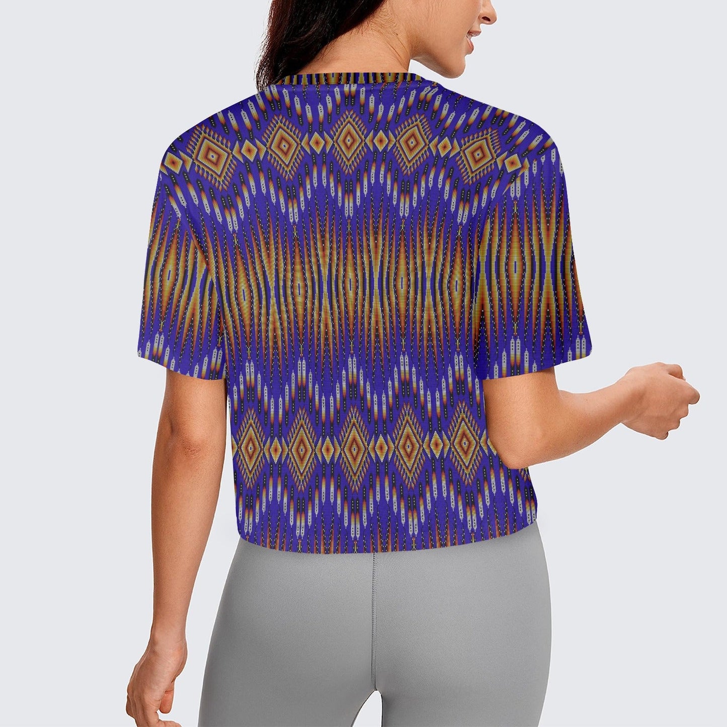 Fire Feather Blue Crop Top