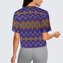 Load image into Gallery viewer, Fire Feather Blue Crop Top
