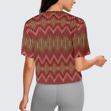 Load image into Gallery viewer, Fire Feather Red Crop Top
